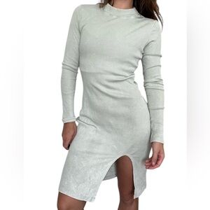 Young, Fabulous and Broke Mock Neck Midi Dress in Sage Green